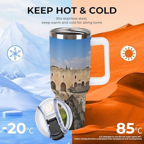 White Insulated Tumbler with Tower of David — photo 5