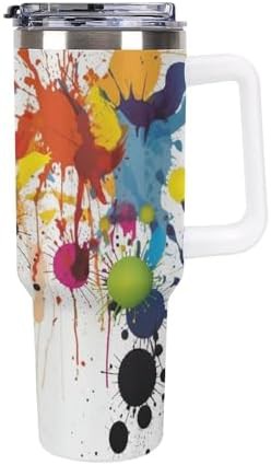 White Insulated Tumbler with Abstract Paint