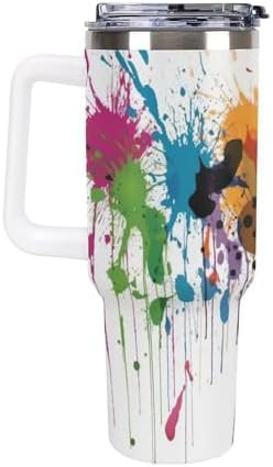White Insulated Tumbler with Abstract Paint — photo 4
