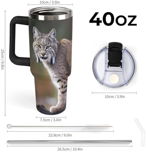Black Insulated Mug with Wild Bobcat Art — photo 3