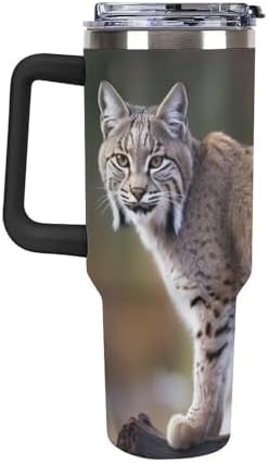Black Insulated Mug with Wild Bobcat Art — photo 4