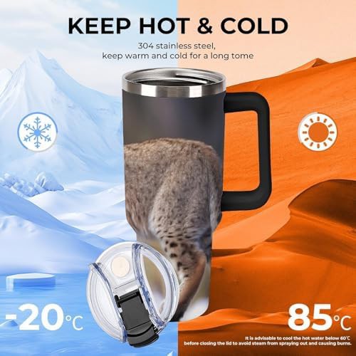 Black Insulated Mug with Wild Bobcat Art — photo 5