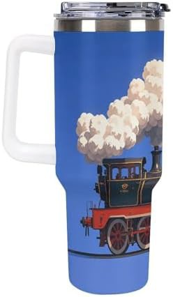 Steam train and clouds insulated tumbler — photo 4