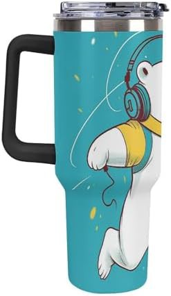Black Travel Mug with Jumping Bear Design — photo 4