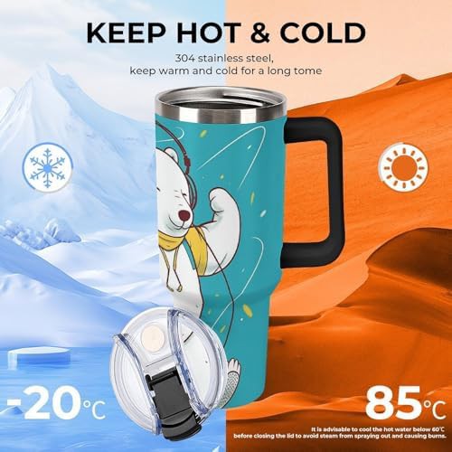 Black Travel Mug with Jumping Bear Design — photo 5