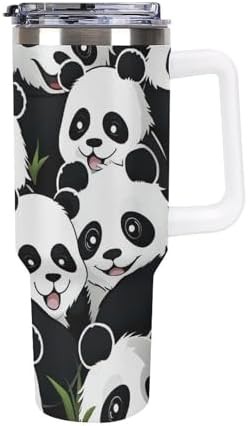White Travel Tumbler with Panda Pattern