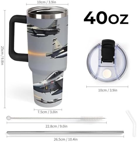 Black 40 oz fighter jet print tumbler — photo 3