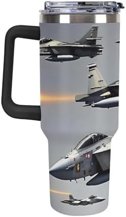 Black 40 oz fighter jet print tumbler — photo 4