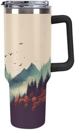 Black Insulated Cup with Mountain Landscape