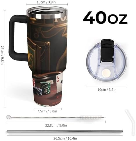 Poker tournament 40 oz tumbler with handle black — photo 3