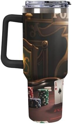 Poker tournament 40 oz tumbler with handle black — photo 4