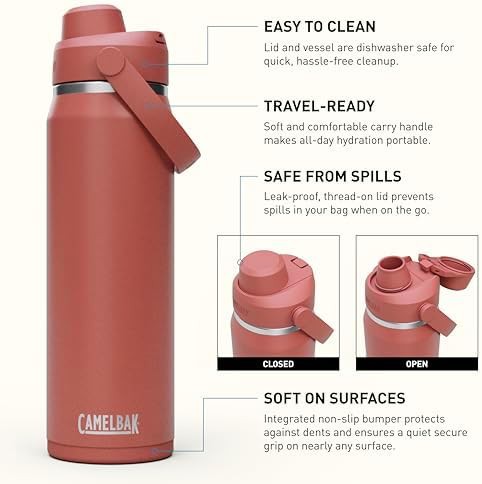Thrive chug stainless steel water bottle 25oz red — photo 3