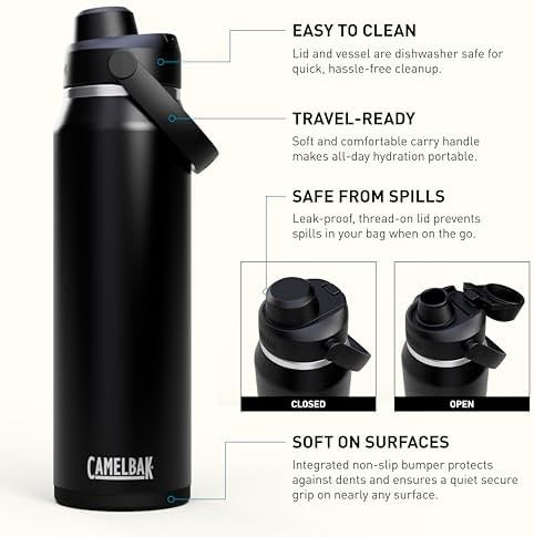 Black stainless steel chug bottle 32 oz — photo 3