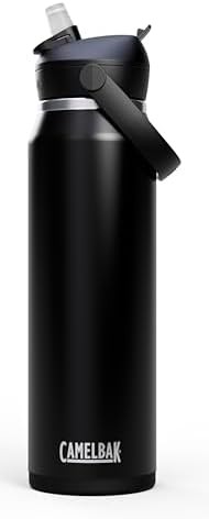 Thrive flip straw stainless water bottle 32oz black