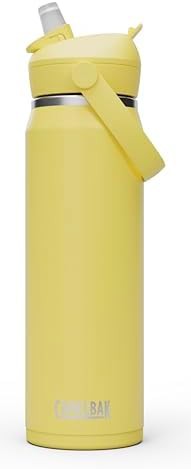 Thrive flip straw stainless water bottle 25oz yellow
