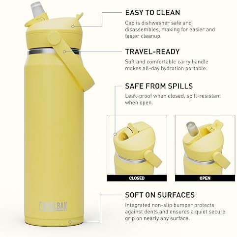 Thrive flip straw stainless water bottle 25oz yellow — photo 3