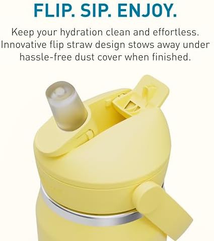 Thrive flip straw stainless water bottle 25oz yellow — photo 5