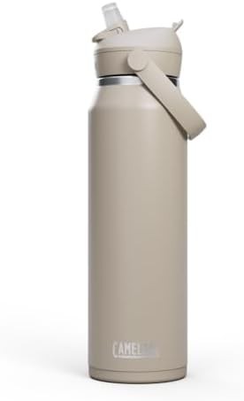 Thrive flip straw stainless water bottle 32oz stone