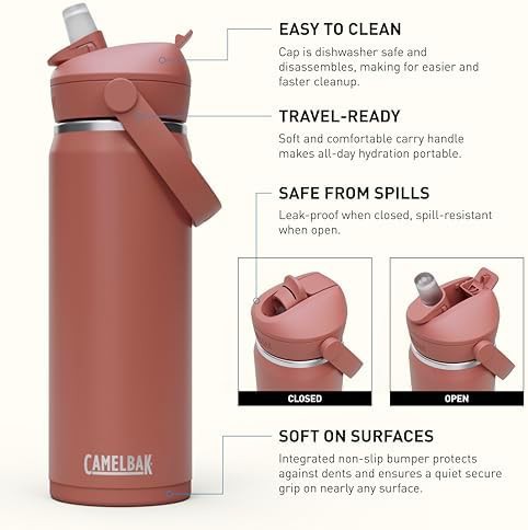 Thrive flip straw water bottle 20oz handle red — photo 3
