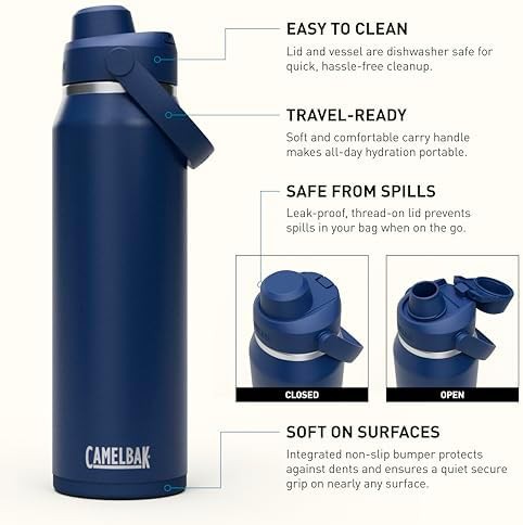 Thrive chug stainless steel water bottle 32oz navy — photo 3