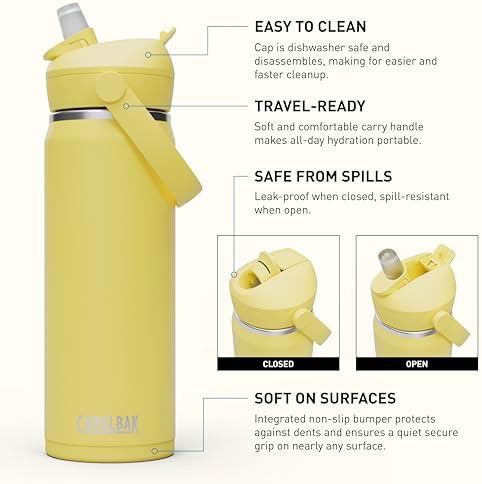 Thrive flip straw stainless water bottle 20oz yellow — photo 3
