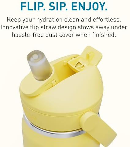 Thrive flip straw stainless water bottle 20oz yellow — photo 5