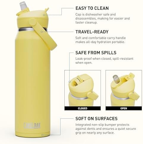 Thrive flip straw stainless water bottle 32oz yellow — photo 3
