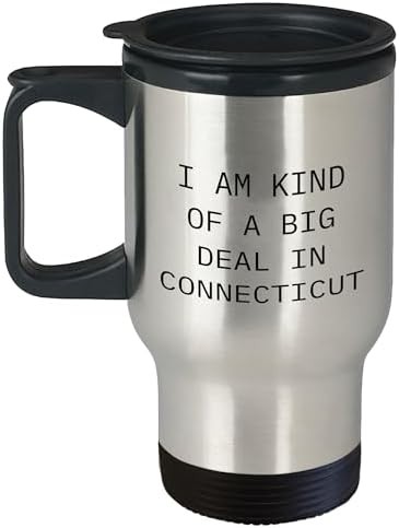 Connecticut proud stainless steel travel mug with handle