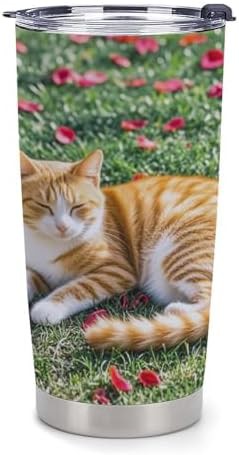Cat and petals stainless 20 oz travel mug