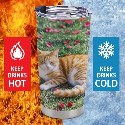 Cat and petals stainless 20 oz travel mug — photo 4
