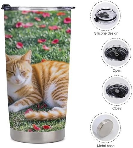 Cat and petals stainless 20 oz travel mug — photo 5