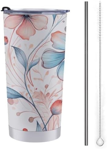 Watercolor flowers 20 oz stainless steel tumbler