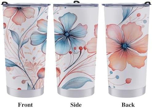 Watercolor flowers 20 oz stainless steel tumbler — photo 3