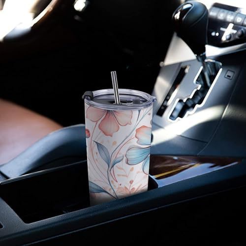 Watercolor flowers 20 oz stainless steel tumbler — photo 5