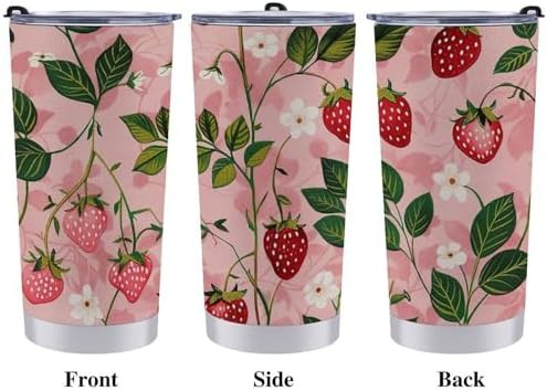Peach strawberry print 20 oz stainless steel tumbler — photo 3