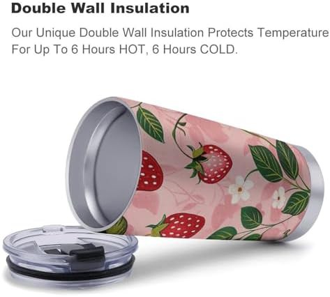 Peach strawberry print 20 oz stainless steel tumbler — photo 4