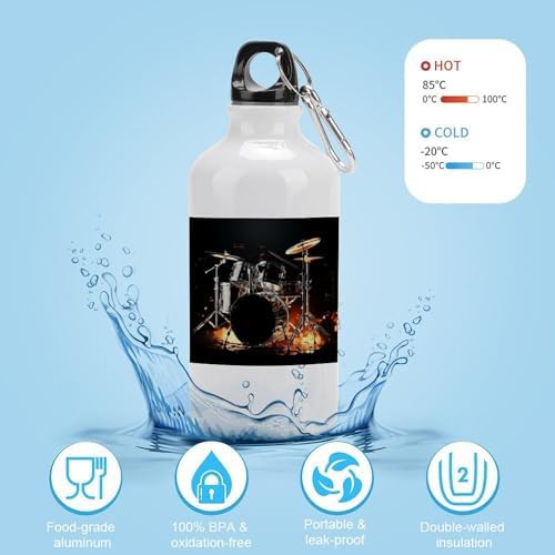 400ml Aluminum Sports Water Bottle Drummer Printed Large Capacity — photo 4