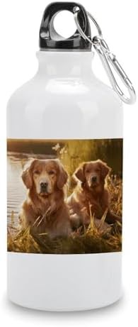 Aluminum sports bottle with golden retriever print