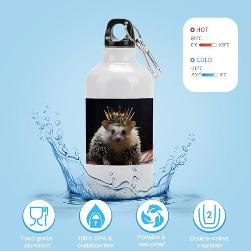 400ml Aluminum Sports Water Bottle Crown With Hedgehog Printed — photo 4