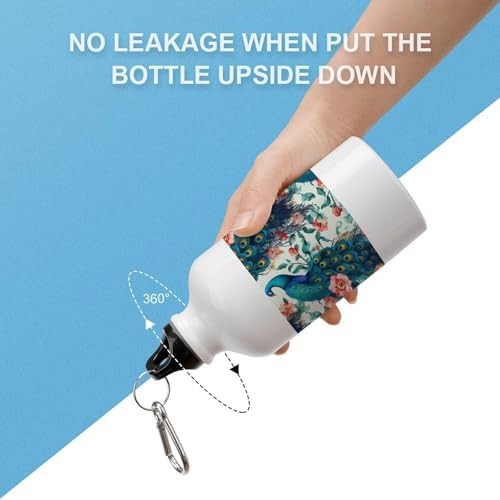 Aluminum sports bottle with peacock flower print — photo 3