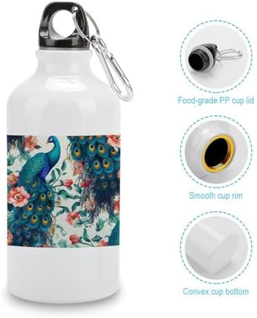 Aluminum sports bottle with peacock flower print — photo 5