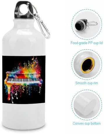 Aluminum sports bottle with piano keyboard print — photo 5