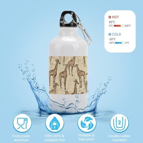 400ml Aluminum Sports Water Bottle Hand Drawn Giraffes Printed — photo 4