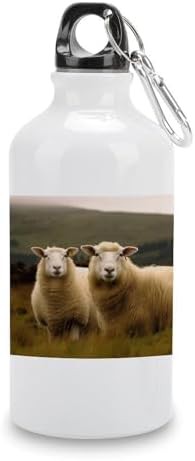 400ml Aluminum Sports Water Bottle Two White Sheep Printed Large
