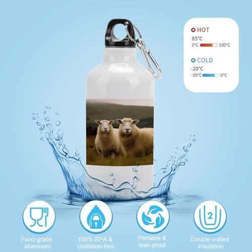 400ml Aluminum Sports Water Bottle Two White Sheep Printed Large — photo 4