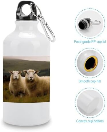 400ml Aluminum Sports Water Bottle Two White Sheep Printed Large — photo 5