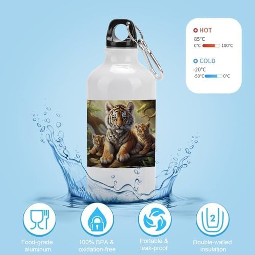 400ml Aluminum Sports Water Bottle Jungle Tigers Cub Printed Large — photo 4