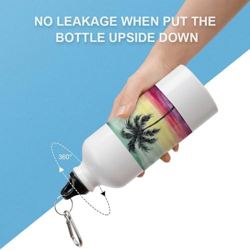 Aluminum sports bottle with tropical palm print — photo 3