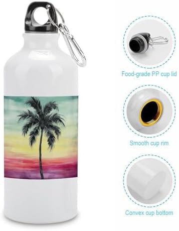 Aluminum sports bottle with tropical palm print — photo 5