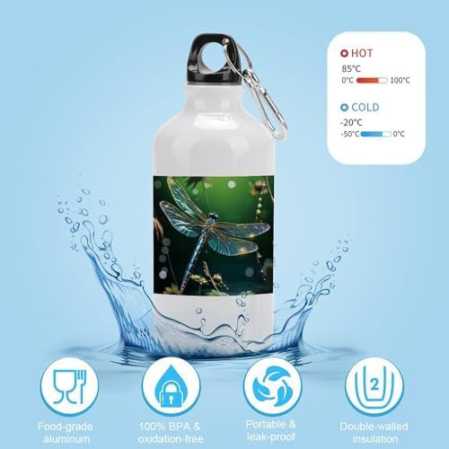 400ml Aluminum Sports Water Bottle Dragonfly Green Printed Large — photo 4